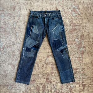 Ralph Lauren Blue Straight Patchwork Jeans